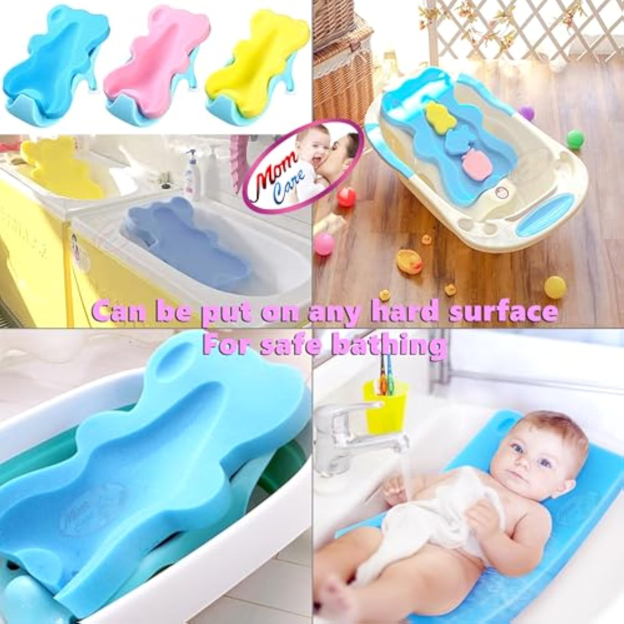 Comfy Baby Bath Sponge for Newborns, Blue Foam